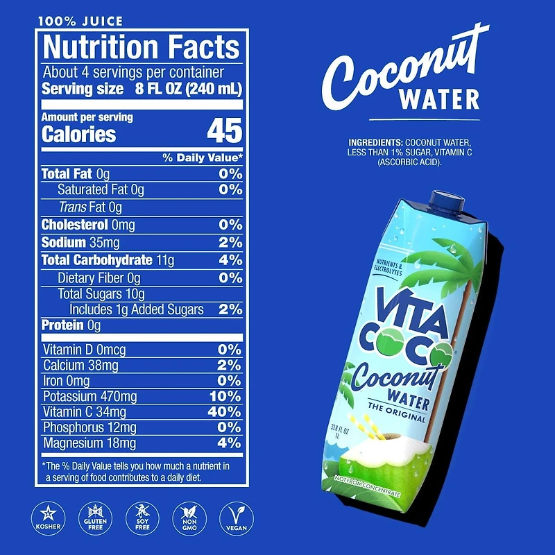 Eau de noix de coco Pure Vita Coco 1 l