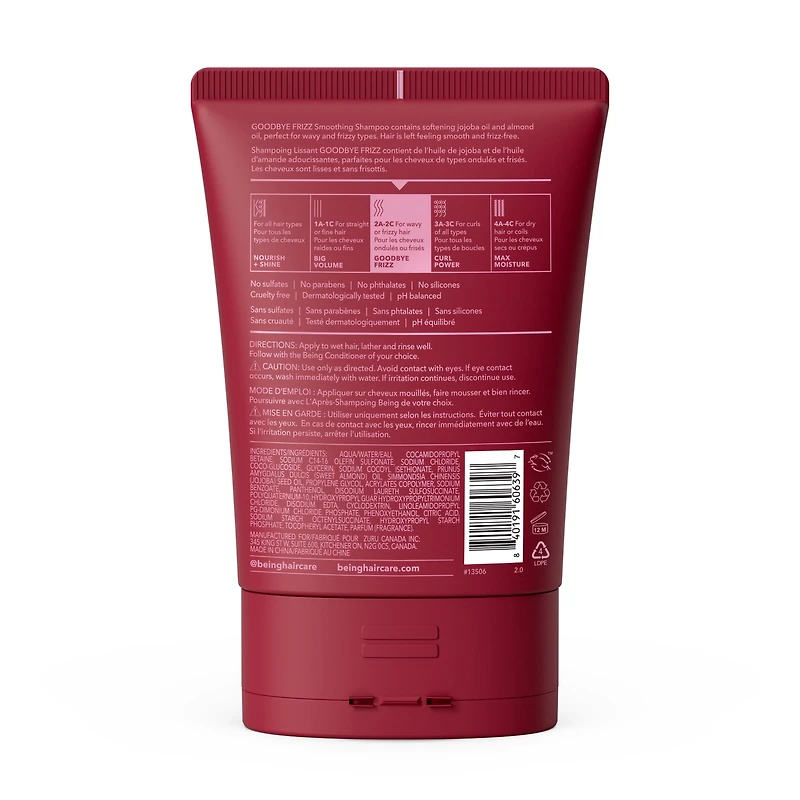 being GOODBYE FRIZZ Smoothing Shampoo with Jojoba and Almond Oil 354mL