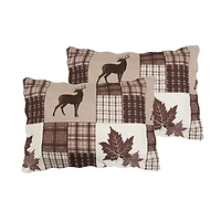 Marina Decoration Rich Printed Embossed Pinsonic Coverlet Bedspread Ultra Soft Bedding Summer Quilt Set with Shams, Brown Cabin Maple Deer Plaid Pattern