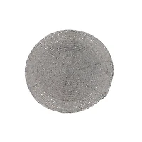 Christmas Beaded Round Coaster Silver - Set of 6