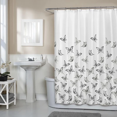 Rideau de douche décoratif en microfibre Hometrends, motif marbre ou papillon 178 cm x 183 cm