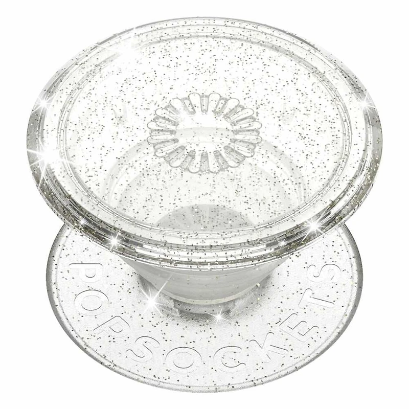 Popsockets PopGrip Clear Glitter Argent Support et Poignée pour Téléphone