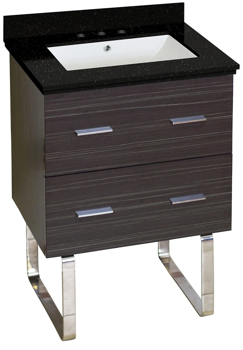 American Imaginations 36-in. W Wall Mount Dawn Grey Vanity Set For 3H4-in. Drilling Black Galaxy Top White UM Sink AI-18582