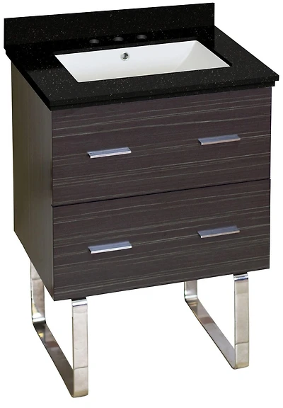 American Imaginations 36-in. W Wall Mount Dawn Grey Vanity Set For 3H4-in. Drilling Black Galaxy Top White UM Sink AI-18582