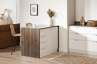 South Shore Myro Kitchen Island Natural Walnut and White