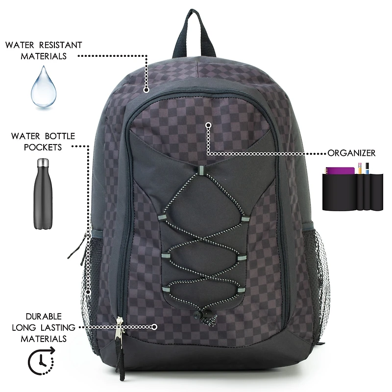 Sac à Dos Scolaire à Compartiments Multiples Jetstream avec Organiseur, Cordon Élastique et Poches Latérales Sac d’école pour enfants