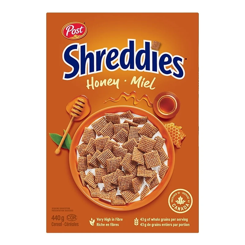 Post Honey Shreddies Cereal, Retail Size, 440 g