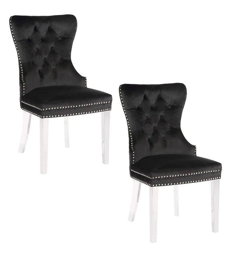 Plata Import Wingback Chair in Black - Set 2