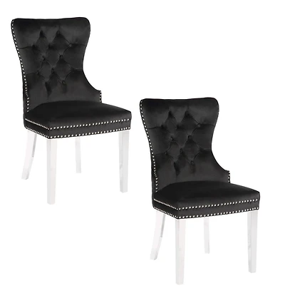 Plata Import Wingback Chair in Black - Set 2