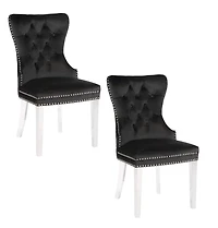 Plata Import Wingback Chair in Black - Set 2