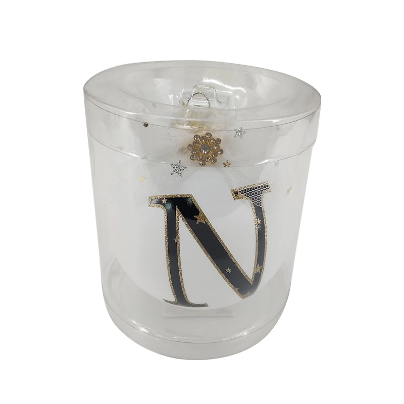 HOLIDAY TIME N ORNEMENT EN VERRE À LETTRE BLANCHE