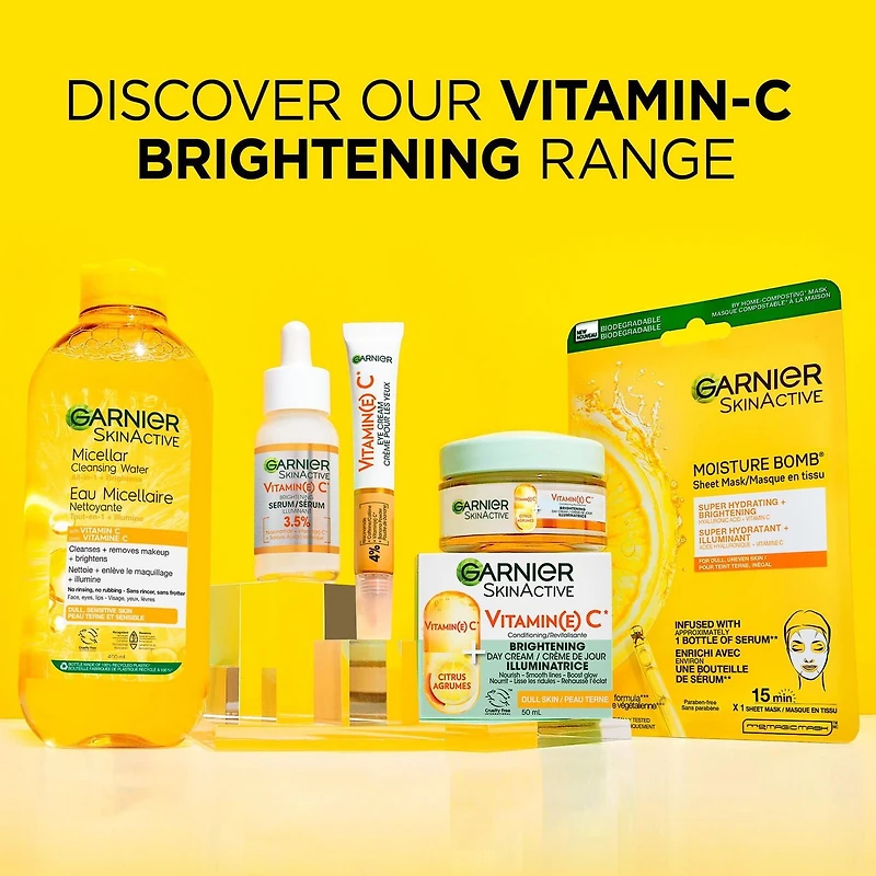 Garnier Eau Micellaire, Démaquillant, Nettoyant Tout-en-un, avec Vitamine C