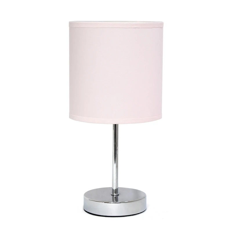 Simples Conceptions Mini lampe de table de base chromée avec abat-jour en tissu, rose fard