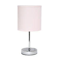 Simples Conceptions Mini lampe de table de base chromée avec abat-jour en tissu, rose fard