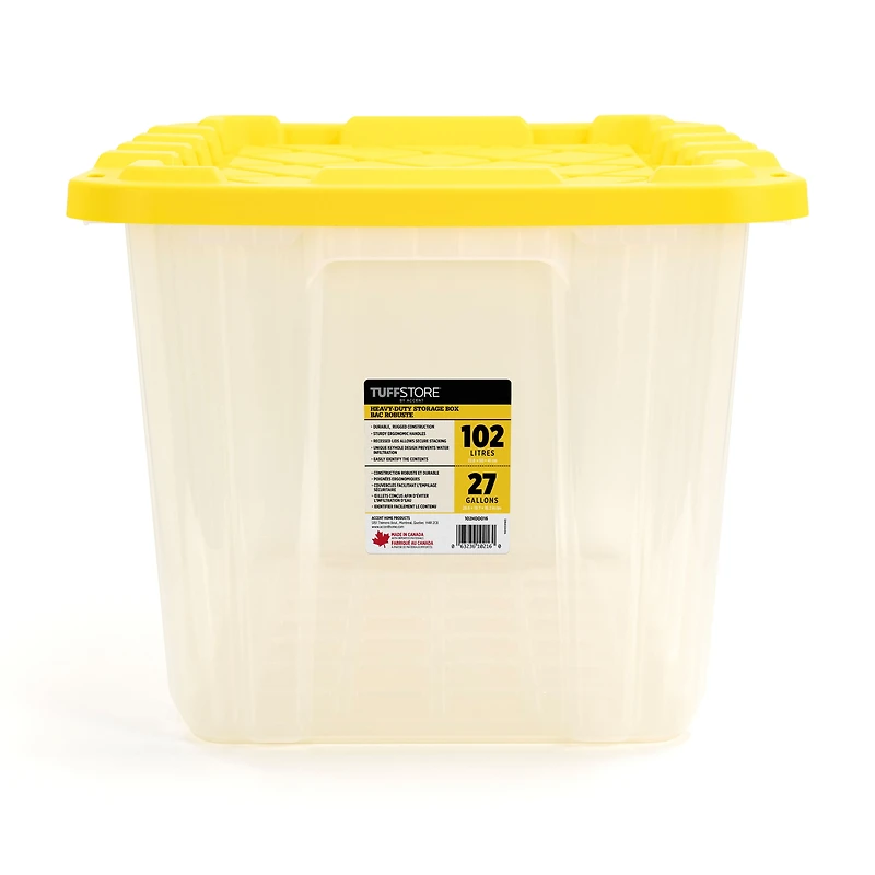 Tuff StoreTM 102L (27 gal.), Heavy Duty - Safety Yellow & Clear
