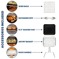 Kenmore 11-in-1 Digital Air Fryer Toaster Oven, Fast preheating with Automatic Timer Air Fryer Oven,1700W Cool-touch Stainless steel.