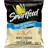 Smartfood maïs soufflé assaisonné saveur Cheddar blanc, format écono 350 g.