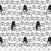 Tissu au mètre en coton Fabric Creations à motif de blanc avec Darth Vader et Storm Troopers de la Guerre des Étoiles