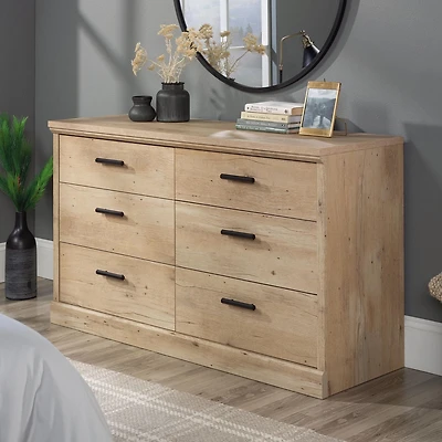 Sauder La Collection Aspen Post Commode 6 Tiroirs en Finition Prime Oak