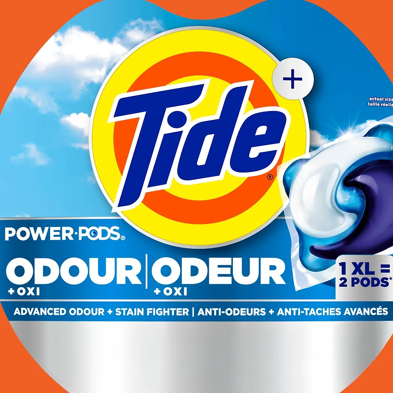 Capsules de détergent à lessive Tide Odeur + Oxi, parfum Original, agent détachant avancé contre les odeurs 25CT