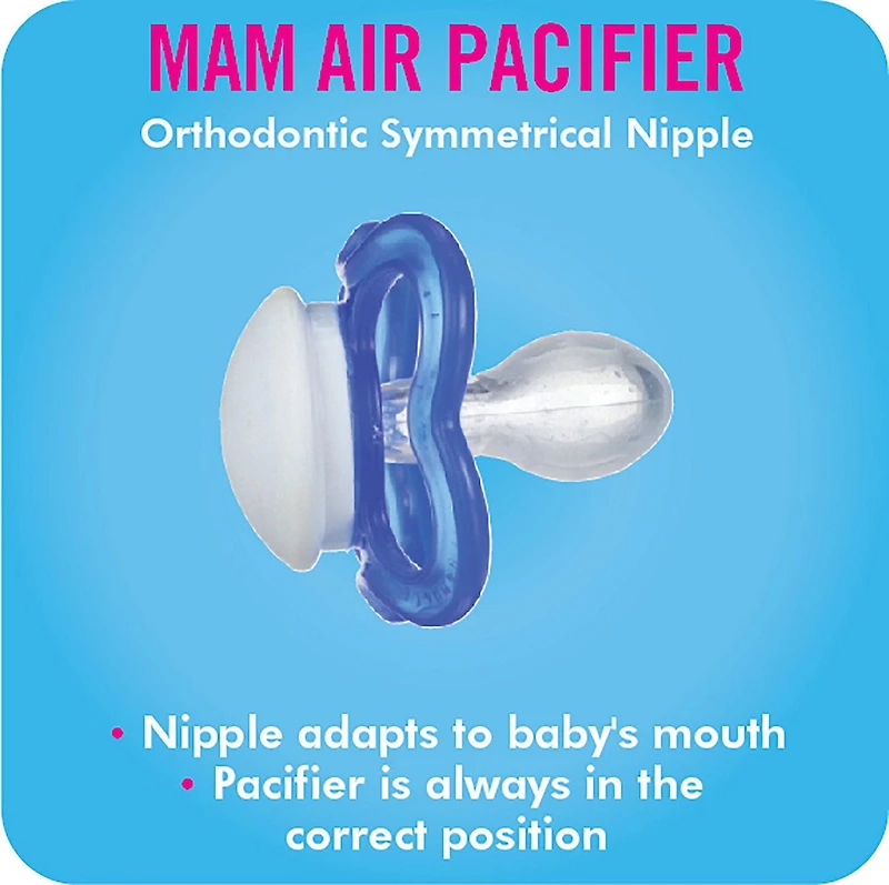 MAM Air Night Pacifiers (2 pack), MAM Sensitive Skin Pacifier 16+ Months, Glow in the Dark Pacifier, Best Pacifier for Breastfed Babies, Assorted, Baby Pacifiers, MAM Air Night Pacifier Asst 16+