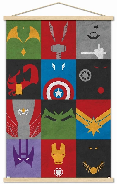 Marvel Comics - Avengers - Grille minimaliste Affiche Murale