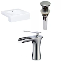 American Imaginations 20,25 in. Ensemble de récipients blancs semi-encastrés W pour robinet central 1 trou AI-34148