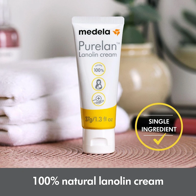 Crème à la lanoline pour mamelons de Medela, pour l'allaitement maternel, 1 seul ingrédient 100% naturel, Nouveau Purelan 37g/1.3oz