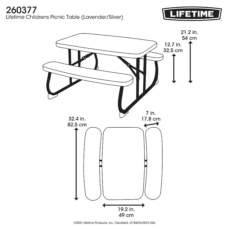 LIFETIME Children's Outdoor Picnic Table in Lavender