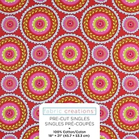Fabric Creations Pink with Bright Spiral Mandala Fat Quarter Pre-Cut Fabric - 18" x 21" / 45cm x 53cm