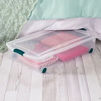 Sterilite Boîte de Rangement sous-le-lit , 47 litres avec Roulettes - Bleu 47L, Bleu
