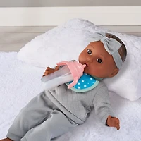 My Sweet Baby – Ensemble Repas avec Poupée Bébé 14 pouces, Tenue Grise, 12 Pièces