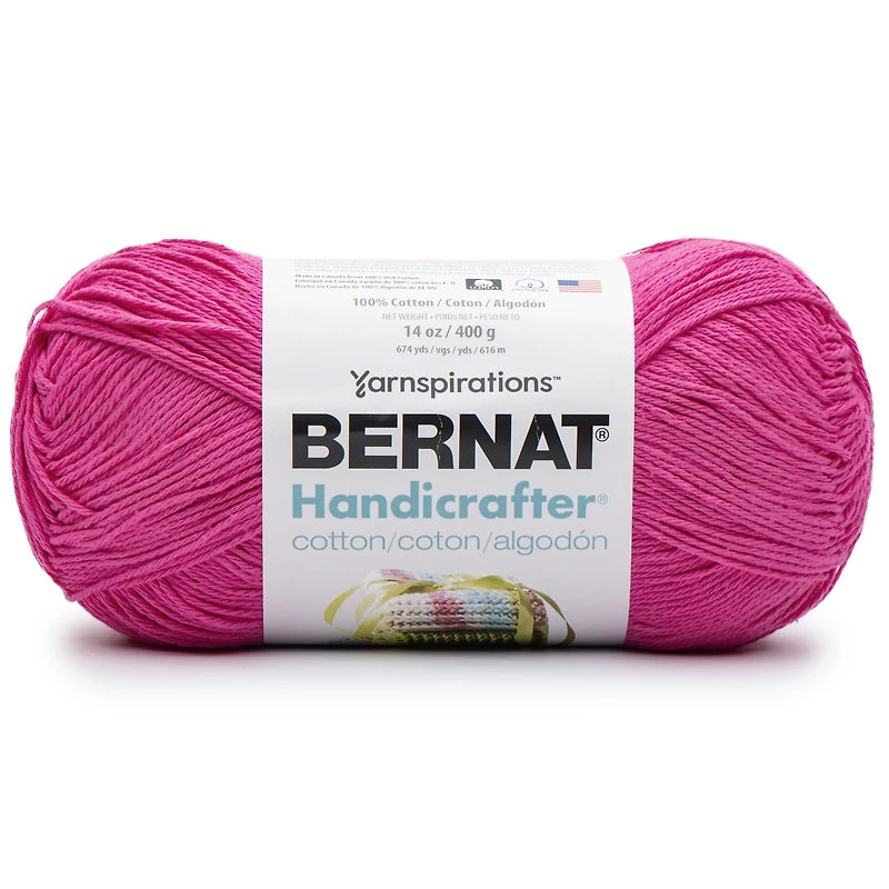 Bernat® Fil Handicrafter®, Coton #4 Moyen, 14oz/400g, 710 Yards Fil polyvalent de taille économique
