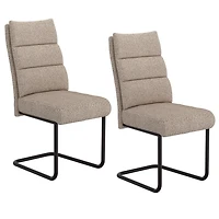 Moderne Tissu et Métal Chaise, Jeu de 2 - Beige et Noir