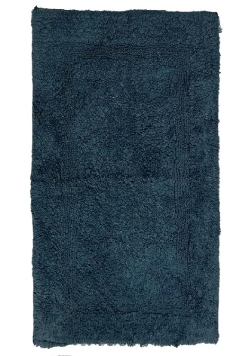 Blue Essential Cotton Indoor Bathmat – 20 Inch x 30 Inch, Soft and Absorbent Bathroom Rug