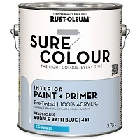 Rust-Oleum Sure Colour™ Peinture + Apprêt, Intérieur Coquille d'oeuf, Bleu Bain Moussant 3,78L 3,78L