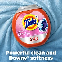 Capsules de détergent à lessive Tide Power PODs + Downy, rehausseurs de douceur + Fraîcheur d’avril, capsules de détergent pour le lavage de la lessive, compatible avec les laveuses HE 63 Unité