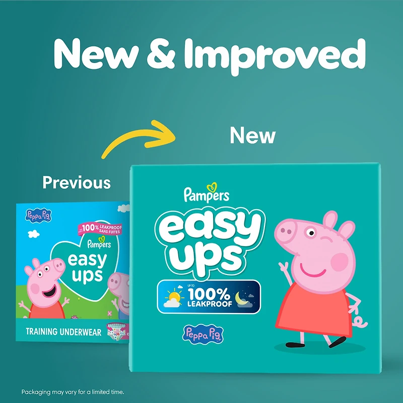 Sous-vêtements d’entraînement Pampers Easy Ups à l’effigie de Peppa Pig, taille 6 (4T/5T)