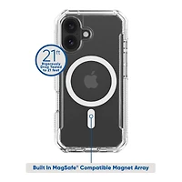 onn. iPhone 16 MagSafe Compatible Rugged Phone Case with Smartport Protection, Clear, Drop tested to 21 ft./6.4 m