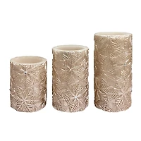 Hometrends Ensemble de bougies DEL avec flocons de neige champagne doré avec télécommande