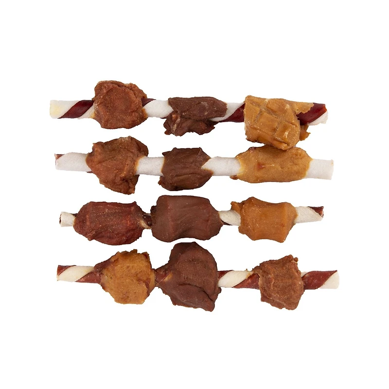 Good'N'Fun Triple Flavour Kabobs, 340 Grams, Delicious Chew Treats With Rawhide, Pork Hide, Real Chicken, Chicken Liver And Duck Long-Lasting Snack For All Dogs, Long-lasting chews