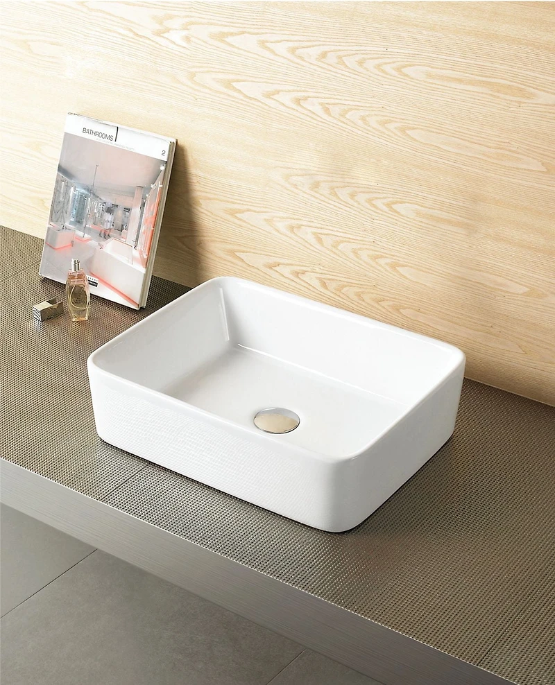 American Imaginations AI-33789 18,75 pouces Au-dessus du navire blanc de compteur de W pour le perçage de bâti de plate-forme de bâti de plate-forme