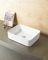 American Imaginations AI-33789 18,75 pouces Au-dessus du navire blanc de compteur de W pour le perçage de bâti de plate-forme de bâti de plate-forme