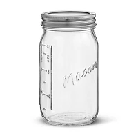 Regular Mason Jars with Airtight Lids, Labels and Measures - 16 oz - Set of 6