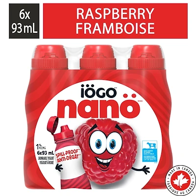 iÖGO nanö Yogourt à boire à la framboise 1 % 6x93ML