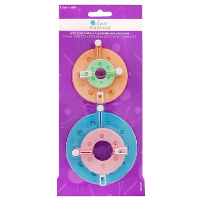 Love Knitting Pom Pom Makers — 4 Sizes (3.5, 5.5, 7, 9 cm), 4 sizes