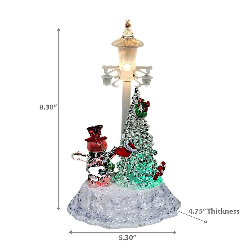 Led Acrylique À Lampe Avec Un Bonhomme De Neige Et Un Arbre