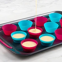 Trudeau Set of 12 Standard Silicone Muffin Cup Liners, 12pk Tropical Fuchsia Cups