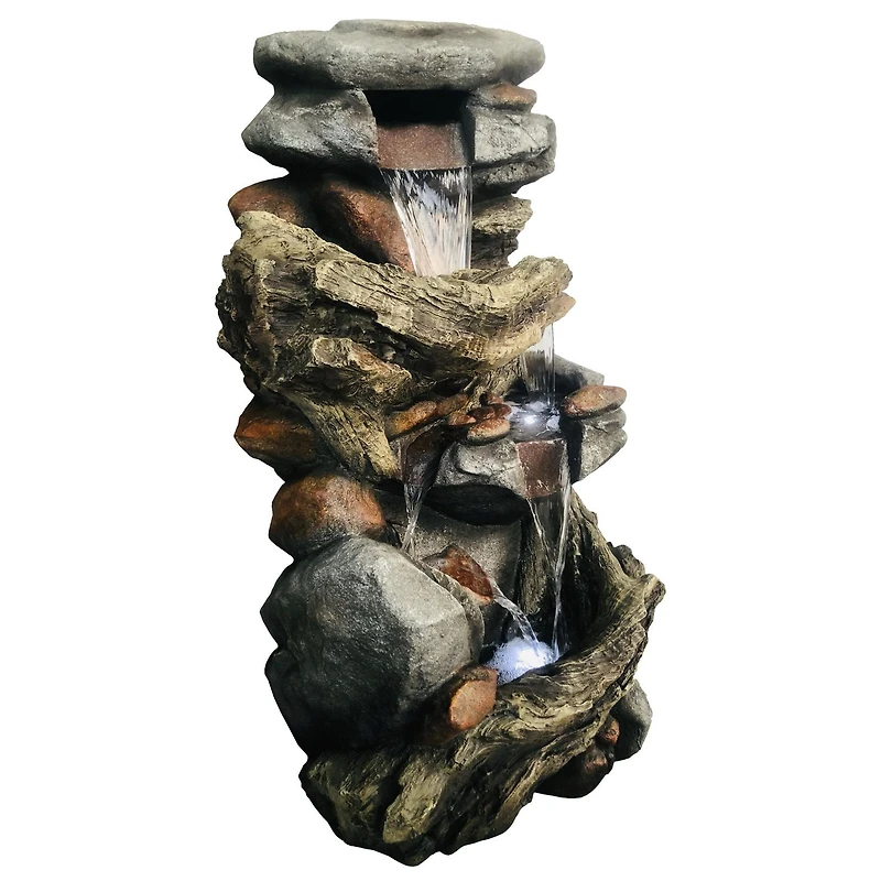 Angelo Décor Switchback Falls Fountain with energy-efficient pump and LED Lighting