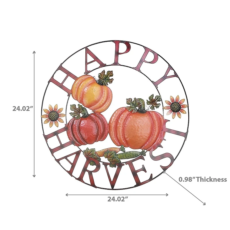 Décoration Murale En Forme De Roue De Citrouille De 24 Po Happy Harvest